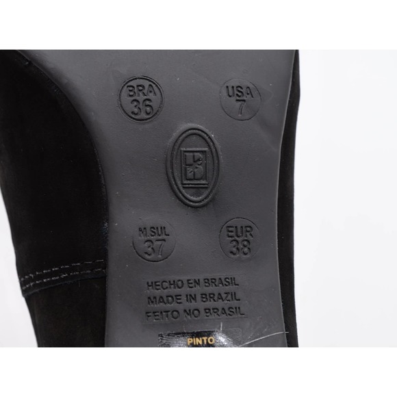 Chelsea Crew Black Label Pumps Womens 7 Black Faux Suede Almond Toe Cone Heels - Picture 9 of 11